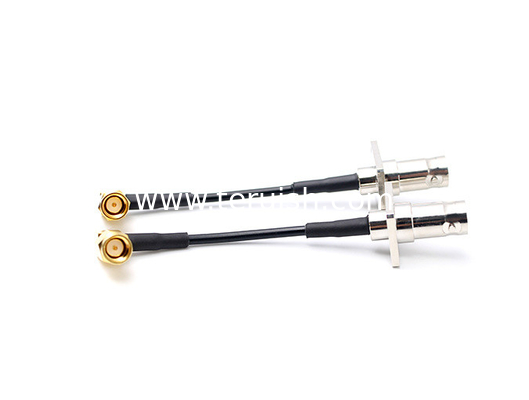 RF Cable Assembly BNC Female Flange and SMA Male RA with RG174 cable，Length 1000 mm