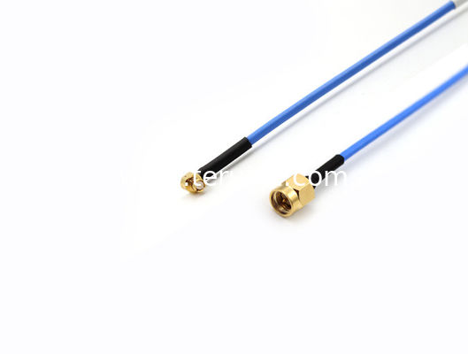 Cable Assembly SMP Female Right Angle and SMA Male with .086/RG405 cable, length 196mm