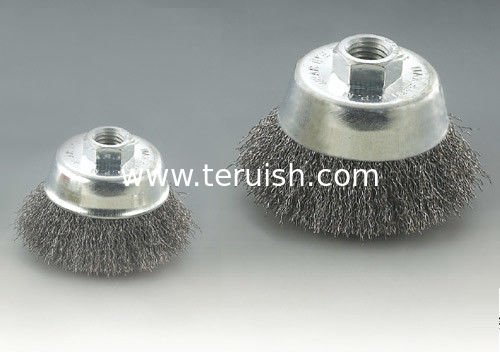 Crimped wire cup brushes