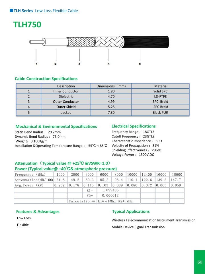 TLH Series Low Loss Flexible Cable